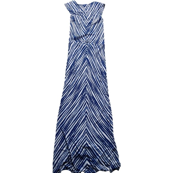 Chicos Womens Dress size Small Blue White Maxi Slit Pullover Sleeveless Stretch - Picture 2 of 11